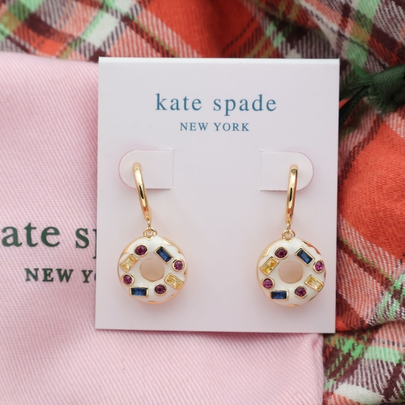 kate spade Jewelry - Kate Spade Gold Crystal Coffee Break Donut Huggies